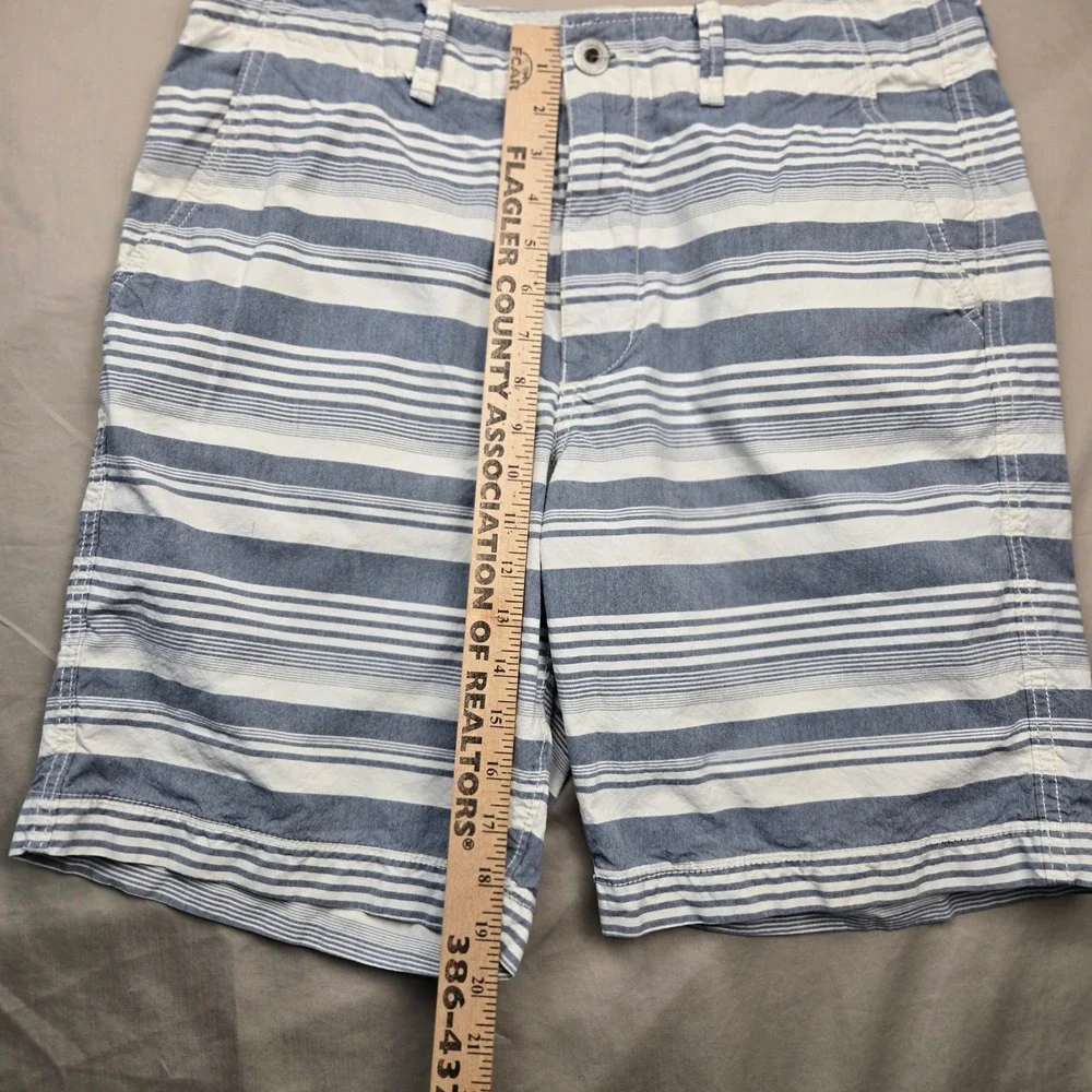 American Eagle Classic Shorts Mens‎ 33 Blue White Striped Cotton Flat Front 9
